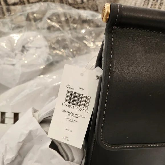 COACH OG Willis Top Handle Black Leather Satchel Handbag Purse - Picture 4 of 12